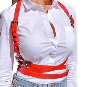 RED Multi Wrap Adjustable Body Harness Belt - Punk Grunge Festival NWT